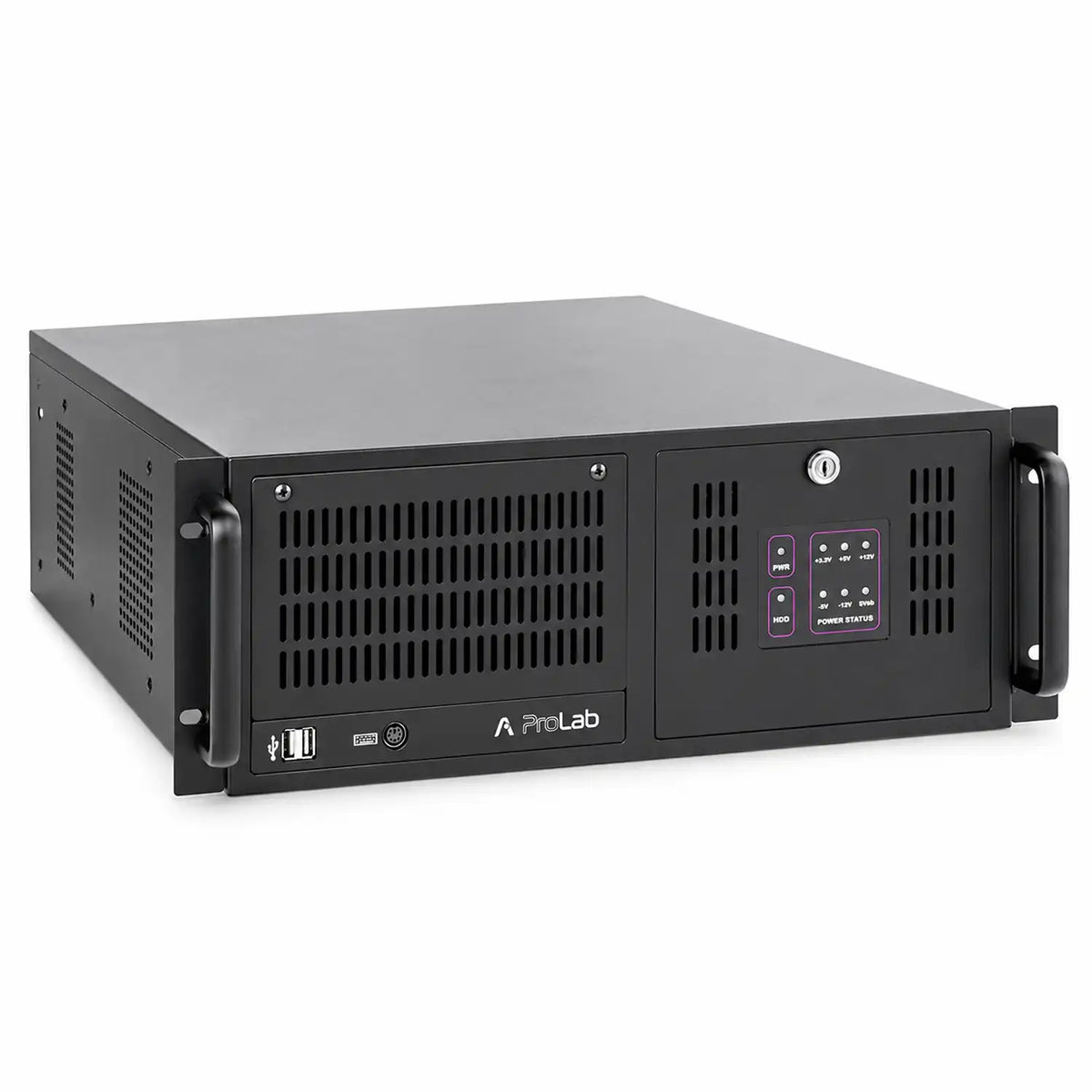 Front right angled view of ProLab PL-4U-610-IC 4U rackmount server chassis for ATX systems -tpstech.in