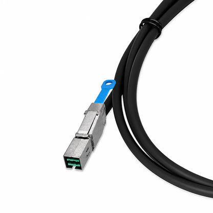 QNAP CAB-SAS10M-8644 Mini SAS HD SFF-8644 cable angled connector close-up -tpstech.in