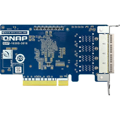 QNAP QXP-1630S-3816 PCIe Gen4 SAS storage expansion card rear view showing PCB layout and PCIe connector -tpstech.in