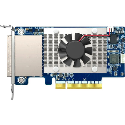 QNAP QXP-1630S-3816 PCIe Gen4 SAS storage expansion card top view featuring active cooling fan and heatsink -tpstech.in