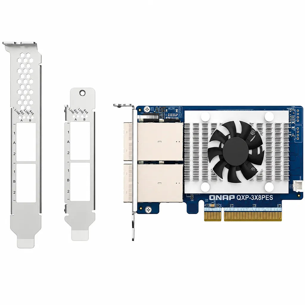 QNAP QXP-3X8PES PCIe Gen3 x8 storage expansion card with full-height and low-profile mounting brackets -tpstech.in