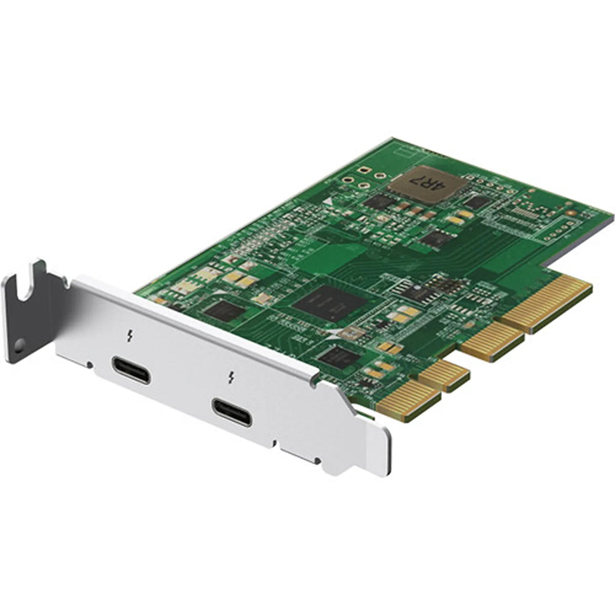 QNAP QXP T32P Thunderbolt 3 Dual Port PCIe 3.0 x4 Expansion Card for QNAP NAS angled perspective view -tpstech.in