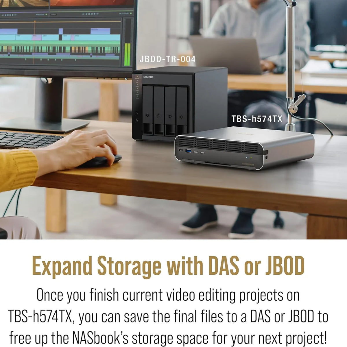 QNAP TBS-h574TX-i5-16G NASbook with DAS or JBOD storage expansion for video projects -tpstech.in