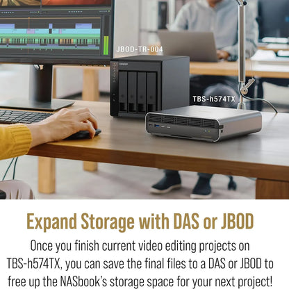 QNAP TBS-h574TX-i5-16G NASbook with DAS or JBOD storage expansion for video projects -tpstech.in