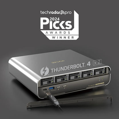 QNAP TBS-h574TX-i5-16G Thunderbolt 4 NASbook with TechRadar Pro Picks 2024 award graphic -tpstech.in