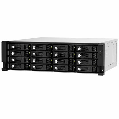 QNAP TL-R1620Sep-RP 3U 16-Bay SAS 12Gbps JBOD Expansion Enclosure front right angle view featuring hot-swappable drive bays, Multipath Routing, and DataBolt Technology - tpstech.in