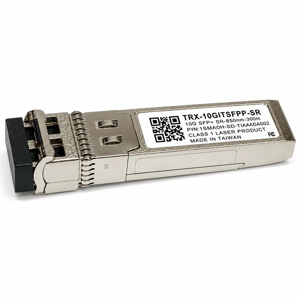 QNAP TRX-10GITSFPP-SR 10GbE SFP+ optical transceiver side profile for high-speed fiber network connections -tpstech.in