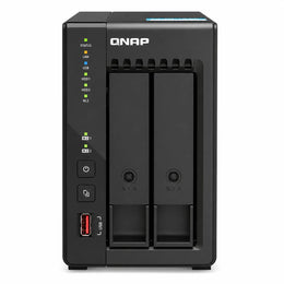 QNAP TS-253E-8G 2 Bay Desktop Network Attached Storage front view with QNAP logo, dual drive bays, status LEDs and USB port - tpstech.in