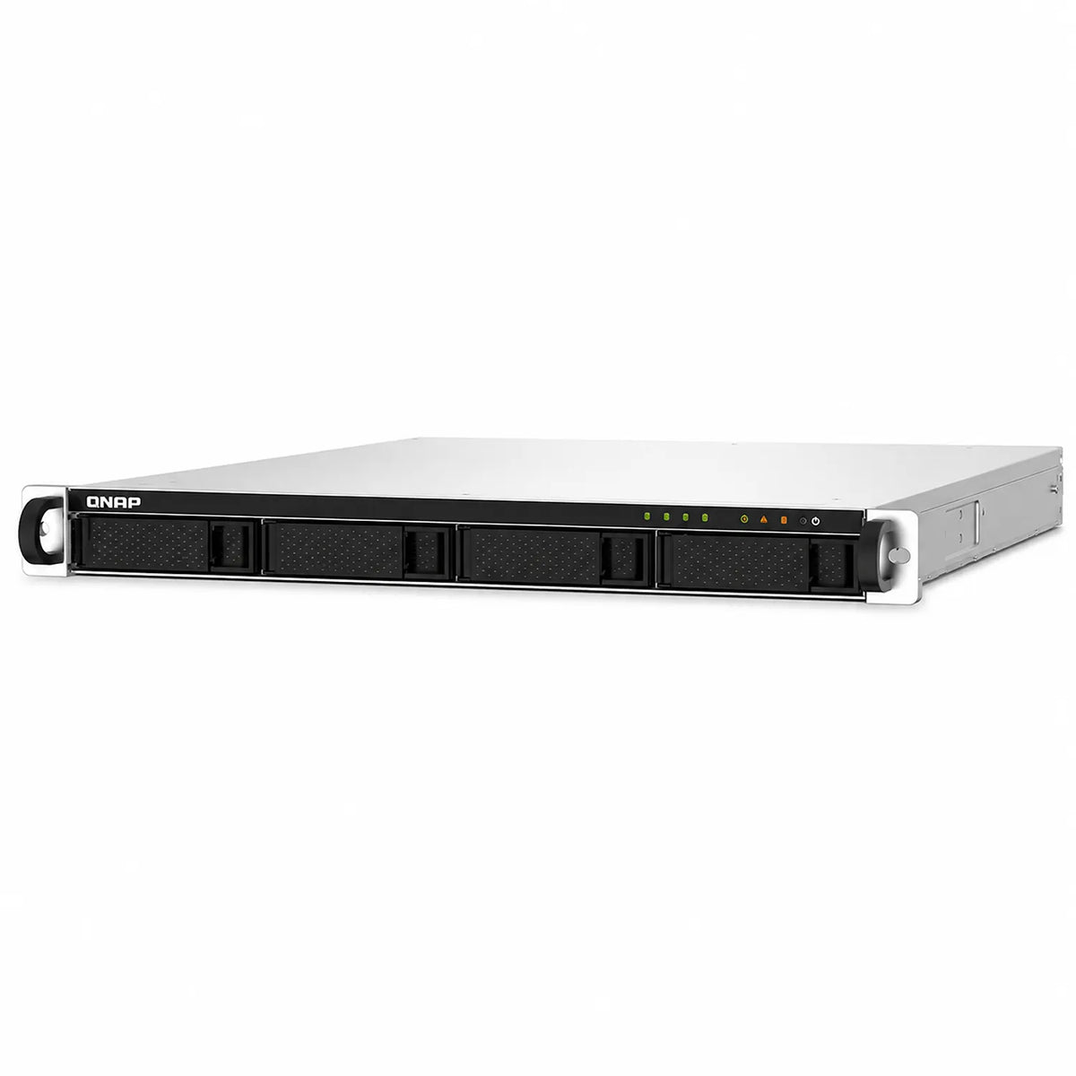 QNAP TS-432PXU-RP-2G 4 Bay High Speed Arm Based Rackmount NAS right top angle showing metal chassis, four drive bays and status indicators -tpstech.in