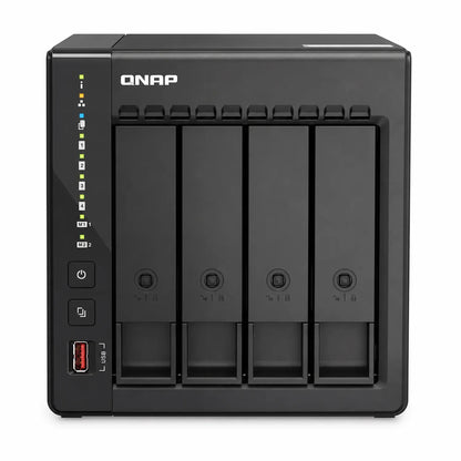 QNAP TS-453E-8G Quad Core 4 Bay Desktop Network Attached Storage Enclosure front view in black -tpstech.in