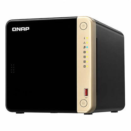 QNAP TS-464-8G 4 Bay NAS enclosure right side view showing black chassis, ventilation and front control panel -tpstech.in