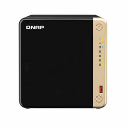 QNAP TS-464-8G 4 Bay NAS front panel with QNAP logo, power button, USB port and numbered status LED indicators -tpstech.in