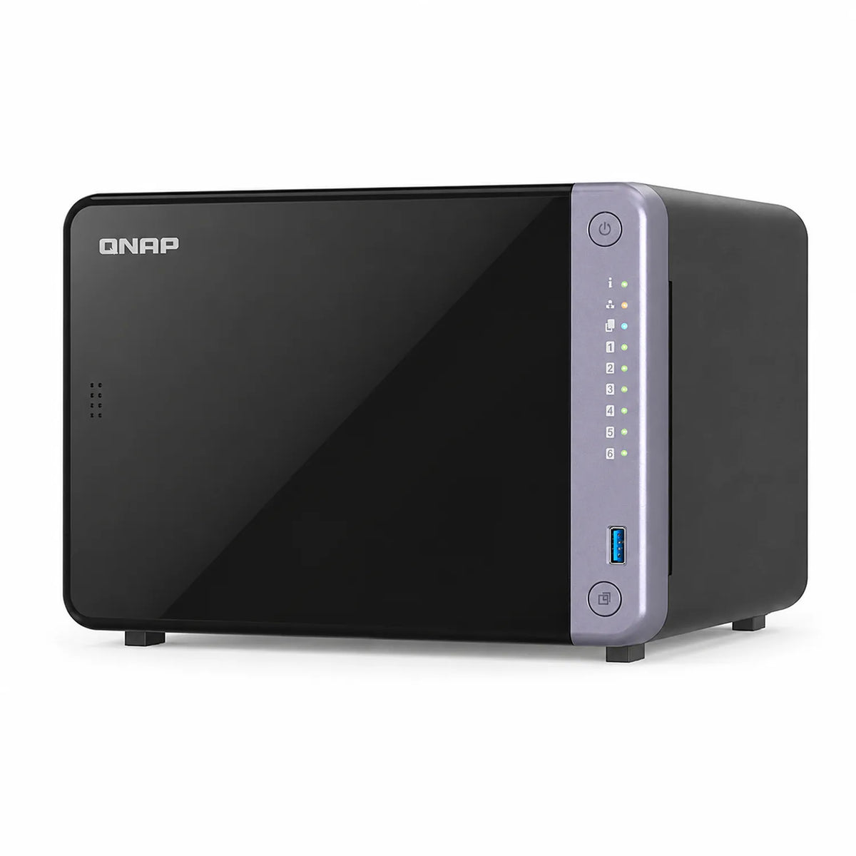 QNAP TS-632X-4G 6 Bay 10GbE Desktop NAS with black enclosure shown from the front-right angle -tpstech.in
