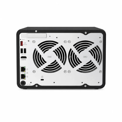 QNAP TS-664-8G Quad Core 6 Bay Desktop Network Attached Storage Enclosure rear panel with cooling fans and connectivity ports -tpstech.in