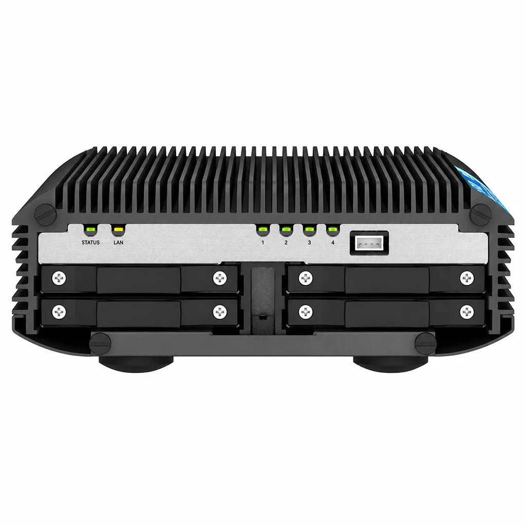 QNAP TS-i410X-8G industrial NAS front open view displaying four 2.5-inch SATA drive bays -tpstech.in
