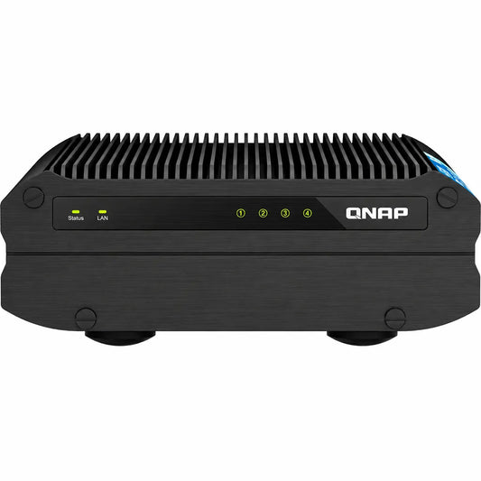 QNAP TS-i410X-8G industrial 4-bay 10GbE NAS front view with LED status indicators and fanless rugged design -tpstech.in