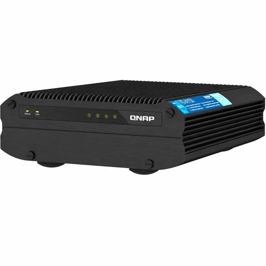 QNAP TS-i410X-8G industrial 4-bay 10GbE NAS front left angle view showcasing rugged fanless chassis -tpstech.in