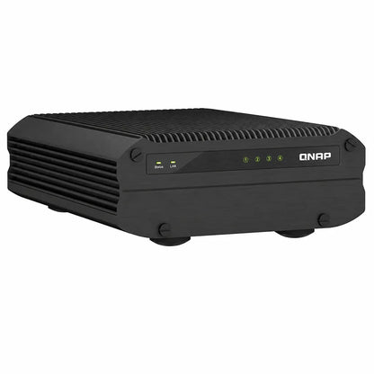 QNAP TS-i410X-8G industrial 4-bay NAS left perspective view with durable fanless aluminum enclosure -tpstech.in