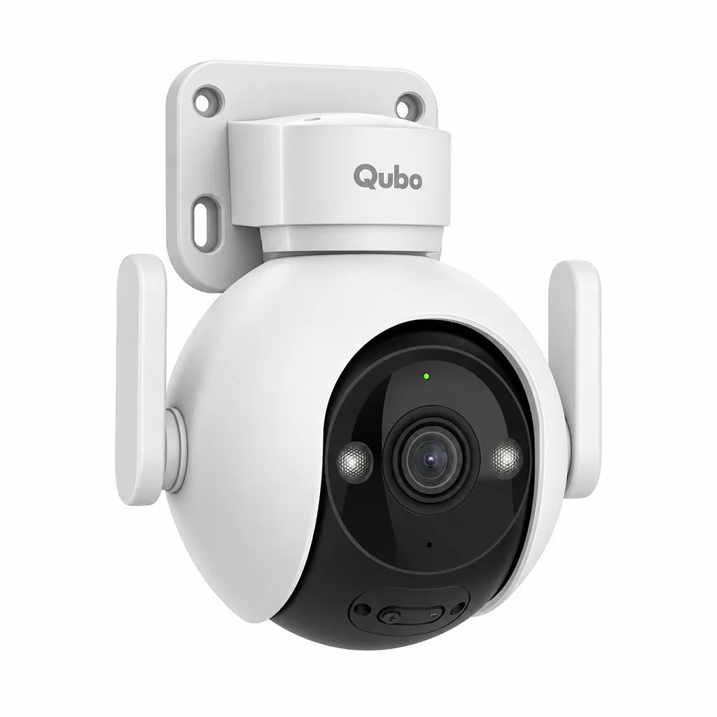 Left angled perspective view of Qubo HCP11 5MP Wi-Fi Smart Outdoor Security Camera with AI Guard -tpstech.in