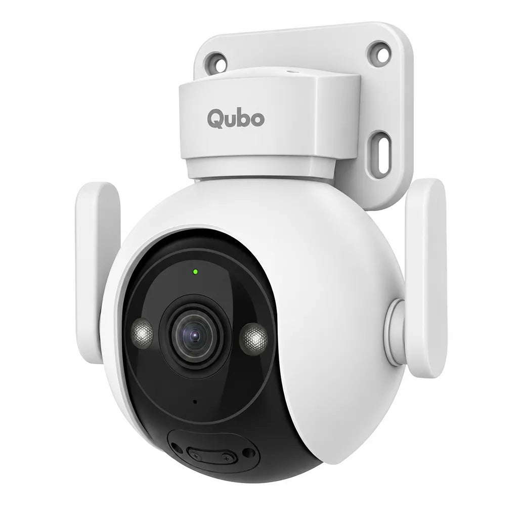 Right angled perspective view of Qubo HCP11 5MP Wi-Fi Smart Outdoor Security Camera with AI Guard -tpstech.in