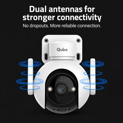 Qubo OC-HCX02WH1 Smart Outdoor Cam 360 Prime 5MP Wi-Fi Security Camera Dual External Antennas Signal Strength tpstech.in