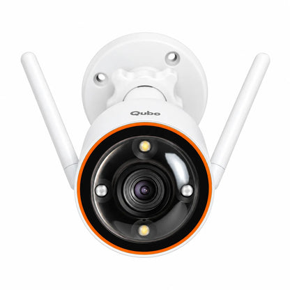 Qubo Smart Bullet Cam Pro 4MP Outdoor Security Camera Front Lens and Spotlight View -tpstech.in