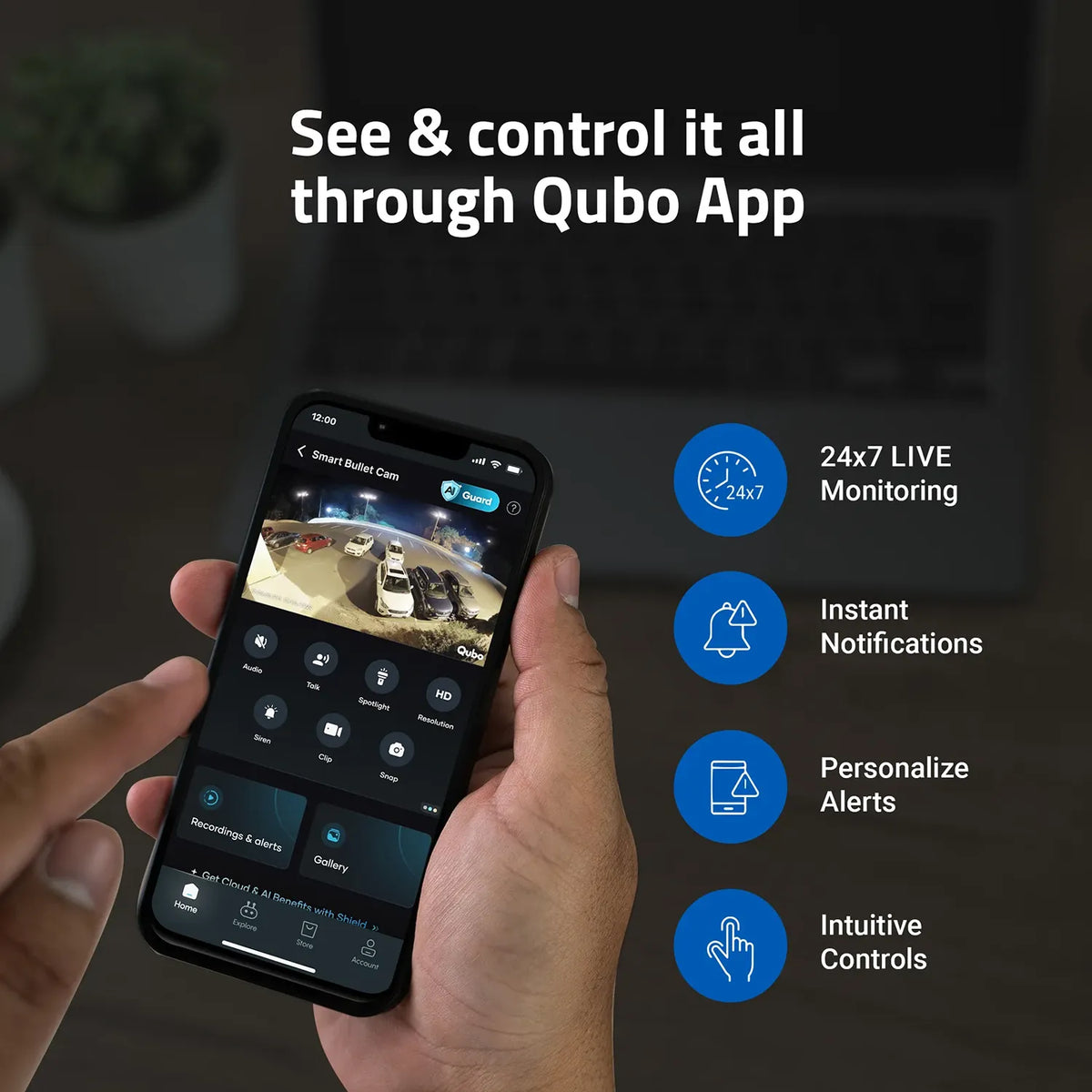 Qubo Smart Bullet Cam Pro 4MP Outdoor Security Camera 24x7 Live Monitoring on Qubo App -tpstech.in