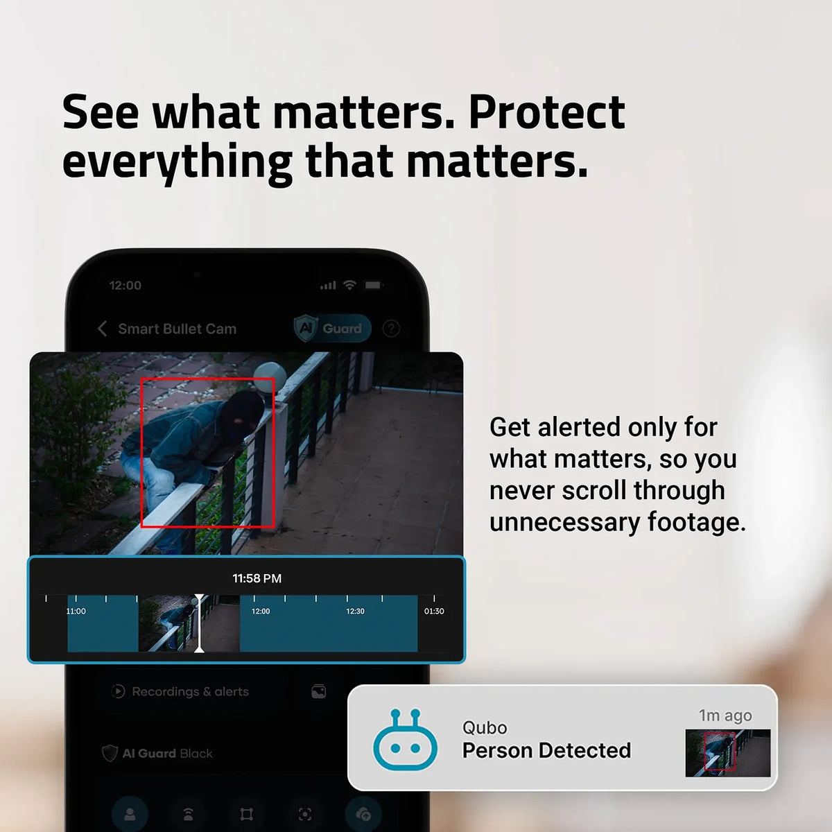 Qubo Smart Bullet Cam Pro 4MP Outdoor Security Camera Smart Timeline Footage and Activity Alerts -tpstech.in