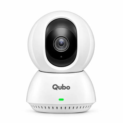Front view of Qubo Smart Camera 360 Pro 4MP indoor security camera on white background-tpstech.in
