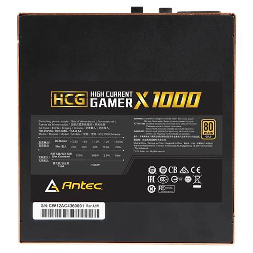 Repacked Antec HCG1000 Extreme 1000W 80 Plus Gold Technical Specification Label tpstech.in