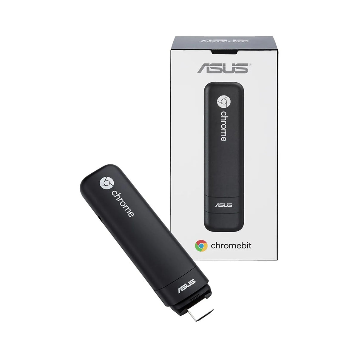 Repacked ASUS Chromebit CS10 Mini PC with Chrome OS displayed with original retail packaging box -tpstech.in