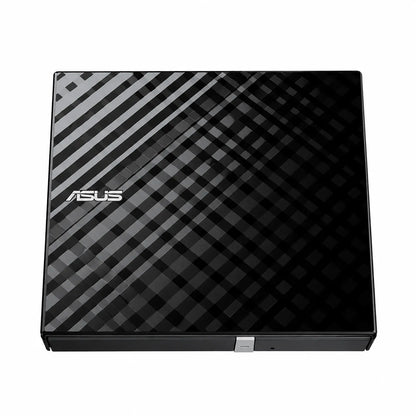 Repacked ASUS External DVD Writer USB 2.0 Slim Drive top view showing silver eject button and glossy lattice pattern -tpstech.in