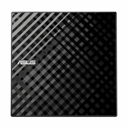 Repacked ASUS External DVD Writer USB 2.0 Slim Drive top flat view featuring diamond-cut aesthetic design -tpstech.in