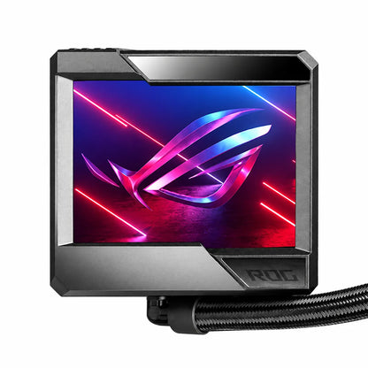 Repacked ASUS ROG RYUJIN II 360 ARGB Liquid CPU Cooler 3.5-inch LCD display screen showing ROG logo -tpstech.in