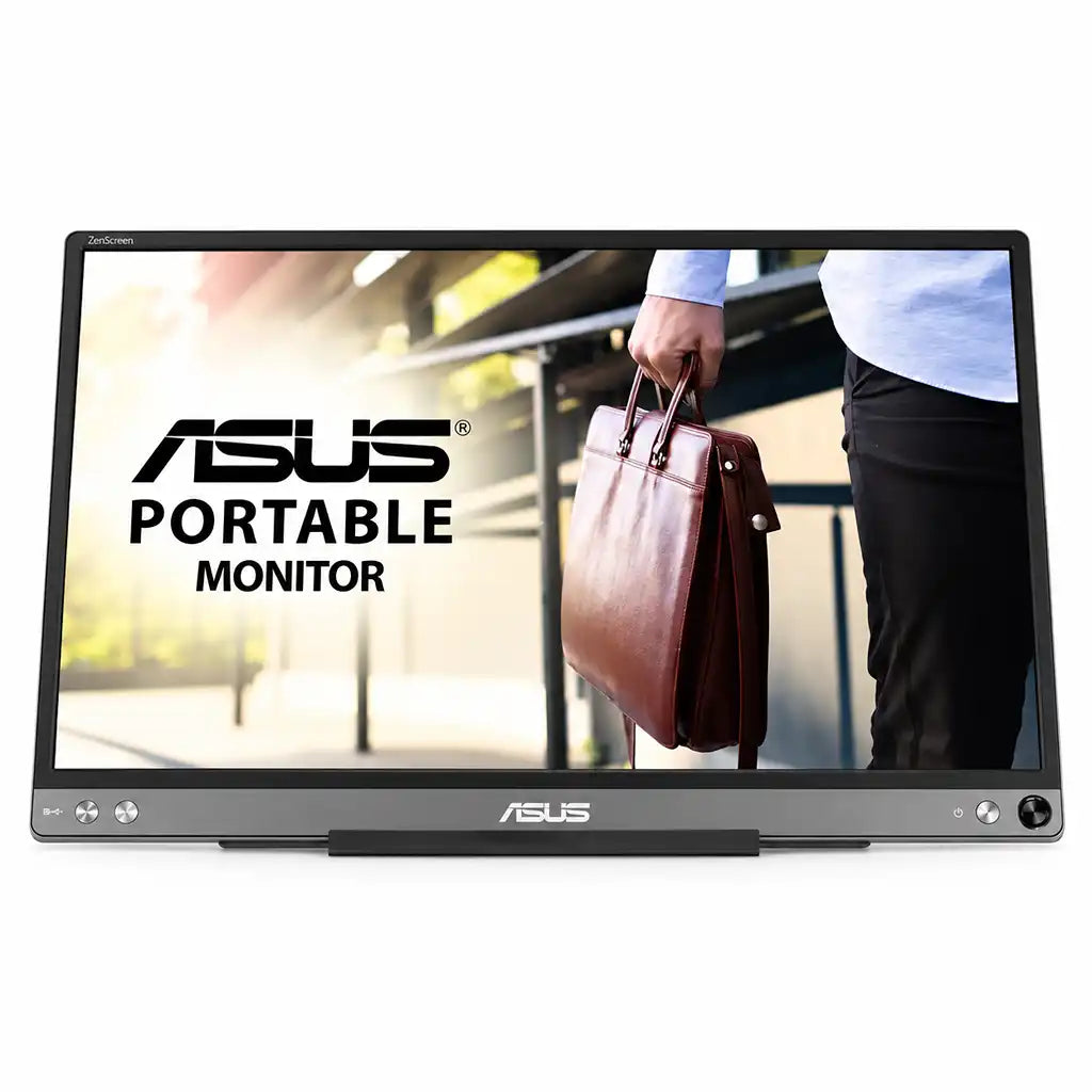 Repacked ASUS ZenScreen MB16ACE Portable USB Monitor front centered view highlighting Full HD IPS screen and ASUS logo -tpstech.in