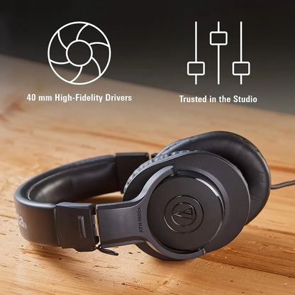 Repacked Audio-Technica ATH-M20x Professional Studio Monitor Headphones 40mm High Fidelity Drivers -tpstech.in