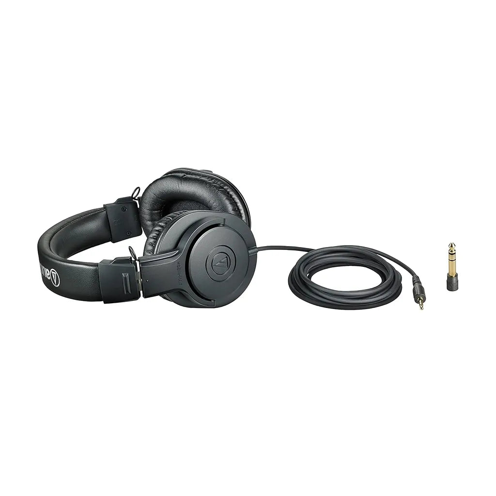 Repacked Audio-Technica ATH-M20x Professional Studio Monitor Headphones with Audio Cable and 6.3mm Adapter -tpstech.in