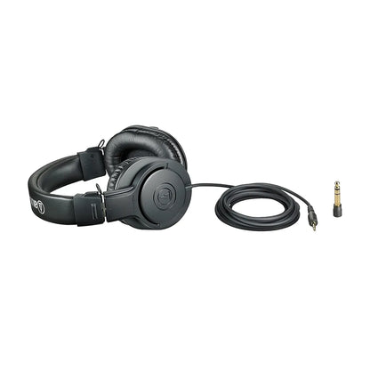 Repacked Audio-Technica ATH-M20x Professional Studio Monitor Headphones with Audio Cable and 6.3mm Adapter -tpstech.in