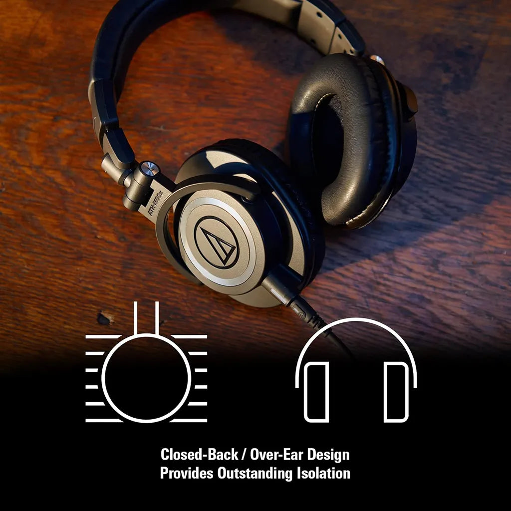 Repacked Audio-Technica ATH-M50x Professional Monitor Headphones Closed-Back Over-Ear Design Sound Isolation -tpstech.in