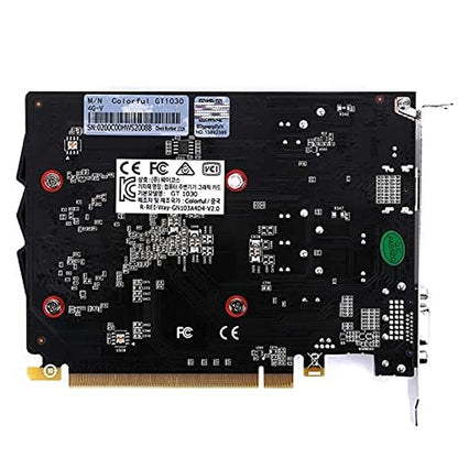 Repacked Colorful GeForce GT 1030 4GB GDDR4 graphics card rear PCB layout with model labels and certification markings -tpstech.in