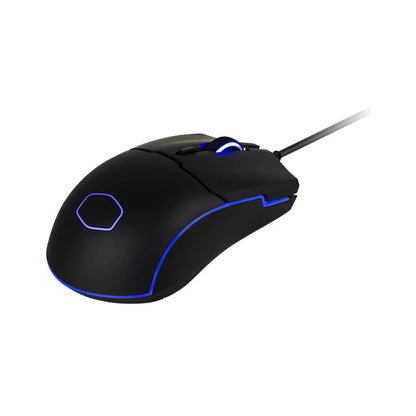 Repacked Cooler Master CM110 Gaming Mouse 6000 DPI RGB Wired USB right perspective view showing matte black body and illuminated scroll wheel -tpstech.in