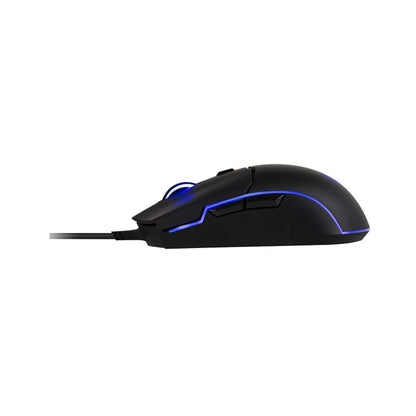 Repacked Cooler Master CM110 Gaming Mouse 6000 DPI RGB Wired USB left side profile view highlighting ergonomic contour and illuminated blue accents -tpstech.in