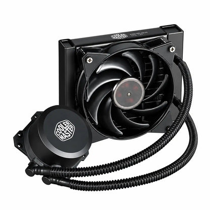 Front facing view of fan radiator unit with pump block of Repacked Cooler Master MasterLiquid Lite 120 120mm AIO CPU Liquid Cooler -tpstech.in