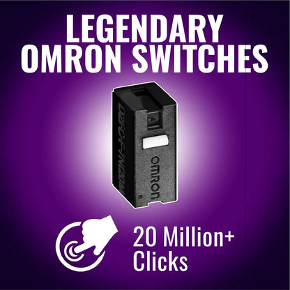 Repacked Cooler Master MM710 Glossy Black Ultra-Lightweight Gaming Mouse close-up of durable Omron switches rated for 20 million clicks -tpstech.in
