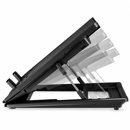 Repacked Cooler Master NotePal ErgoStand Lite Laptop Cooling Pad for 15.6-inch Laptops side profile displaying multiple ergonomic height adjustment levels -tpstech.in