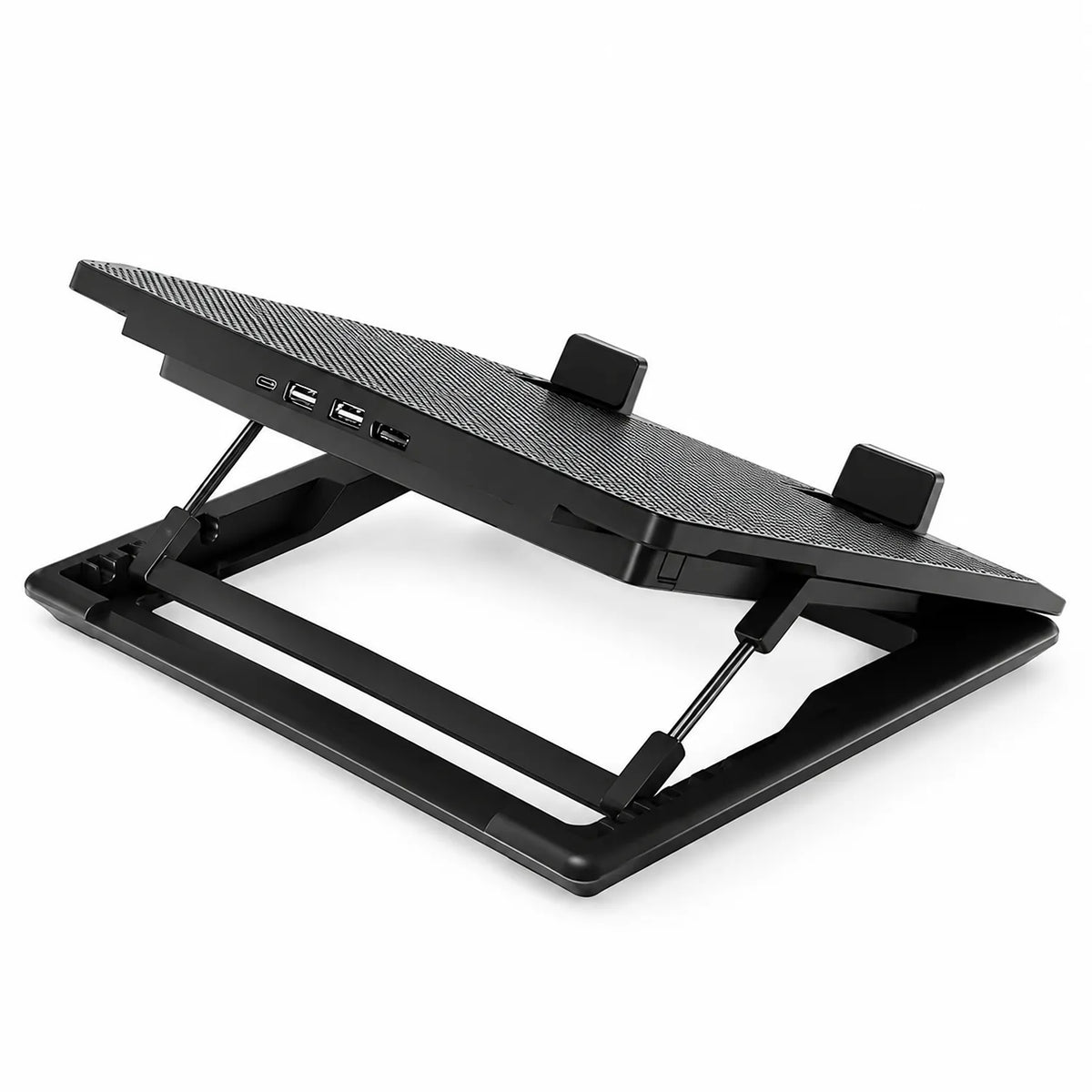 Repacked Cooler Master NotePal ErgoStand Lite Laptop Cooling Pad for 15.6-inch Laptops perspective rear view showing metal support bar and USB hub -tpstech.in