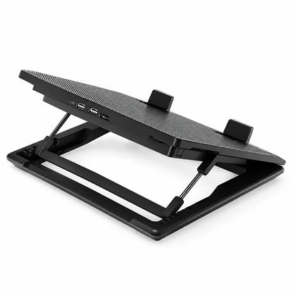Repacked Cooler Master NotePal ErgoStand Lite Laptop Cooling Pad for 15.6-inch Laptops perspective rear view showing metal support bar and USB hub -tpstech.in
