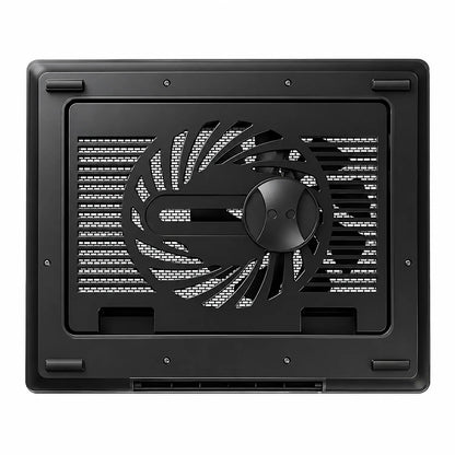 Repacked Cooler Master NotePal ErgoStand Lite Laptop Cooling Pad for 15.6-inch Laptops bottom view highlighting silent 160mm cooling fan and non-slip rubber feet -tpstech.in