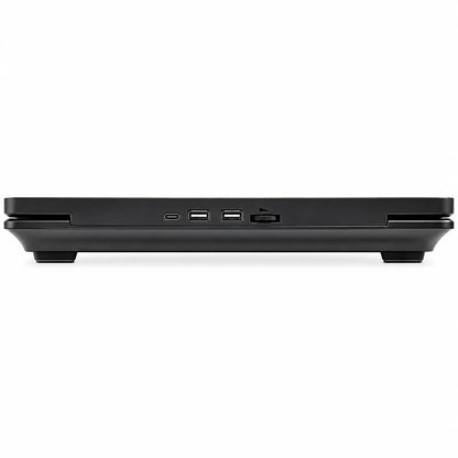 Repacked Cooler Master NotePal ErgoStand Lite Laptop Cooling Pad for 15.6-inch Laptops rear edge view showing USB pass-through ports and stepless fan speed control dial -tpstech.in