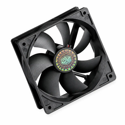 Repacked Cooler Master R4-S2S-124K-GP 120mm Silent Case Fan dynamic upright side-angle view showing high static pressure blade structure -tpstech.in